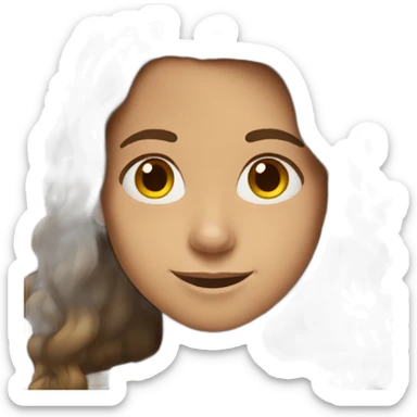 Spanish Teenager girl long Brown hair smiling sticker