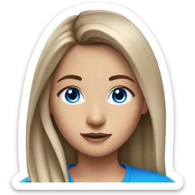 Realistic brunette girl with bright blue eyes wearing gym clothes  sticker