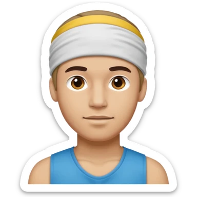 sportive man with headband sticker