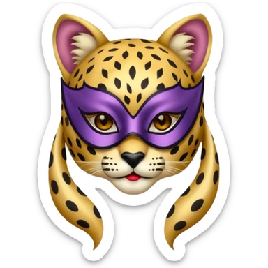 cheetah with glamorous masquerade mask sticker