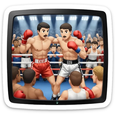 a boxing match shown on a television sticker