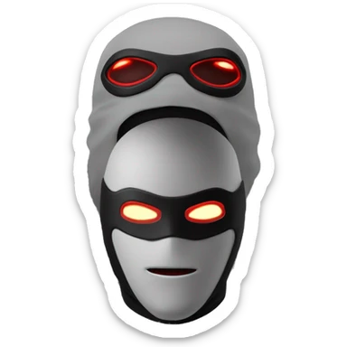 white superhero with balaclava, everything black, with red glowing laser eyes sticker