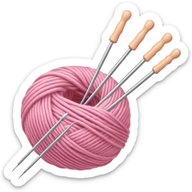 Knitting needles & light pink yarn sticker