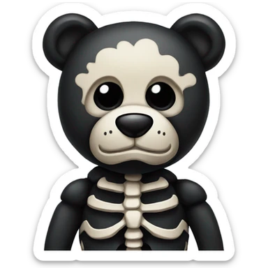 Black skeleton teddy bear sticker