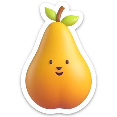 halved poached pear in light syrup, soft golden-yellow flesh with gentle sheen and smooth texture, rounded shape with visible hollowed core and curved top, slight syrup pooling or glaze effect to suggest moisture, clean 3D rendering, soft lighting, subtle shadowing, emoji scale sticker