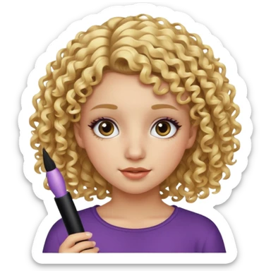 ciurly haired blonde teenage girl with mascara sticker
