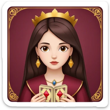 A brunette girl with a square hairstyle reading the Burgundy tarot sticker