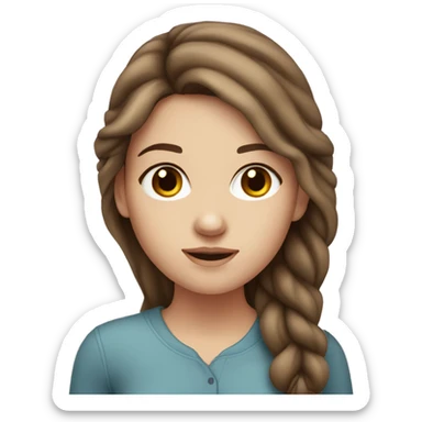 white girl with brown hair and brown eyes sticker