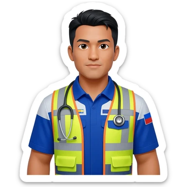 Filipino man paramedic uniform sticker
