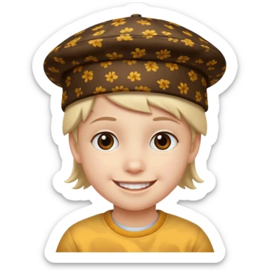 print hat with kid sticker