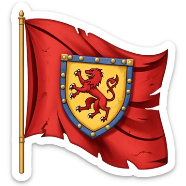 medieval war torn ripped banner heraldry flag blowing in wind sticker