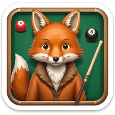 fox playing billiards sticker