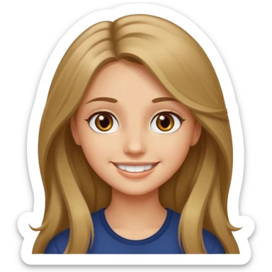 create a girl with dark blond long hair, hazel eyes and beautiful smile sticker