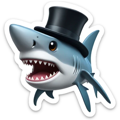 Shark with a top hat sticker