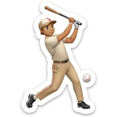 Man golfing but with a baseball sticker
