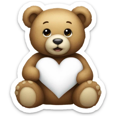 Teddy bear with a white heart sticker