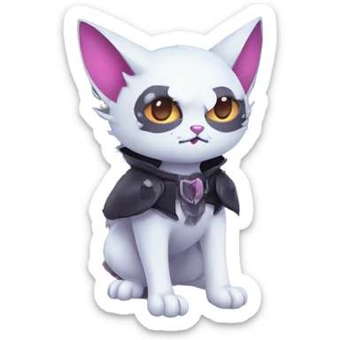   cool edgy kawaii ethereal dark-punk-themed animal vampiric cat-hybrid Fakemon with fangs and bat-wing-ears with a collar full body sticker