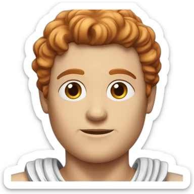 Greek god statue blue eyes slick reddish hair clean shaven sticker