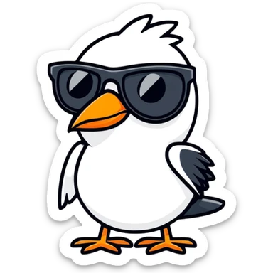 black bird with sunglasses and orange beak sticker