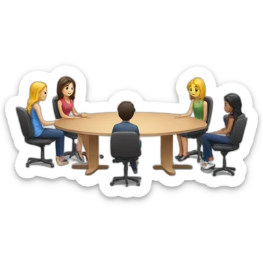 meeting table with young people seated sticker