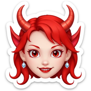 Devil girl cartoon sticker, smirk, sparkles, cute but naughty sticker