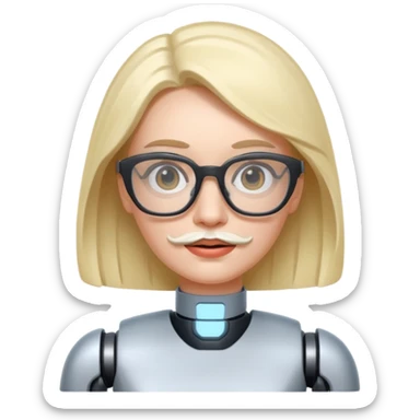 robotic woman with glasses mustache  sticker