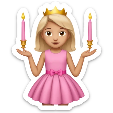 Light skinned 9 year old girl wearing pink dress on birthday sticker