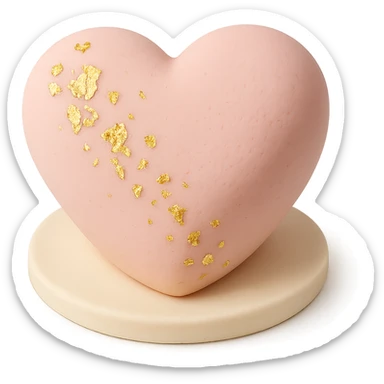 heart-shaped fondant cake with gold leaf sticker