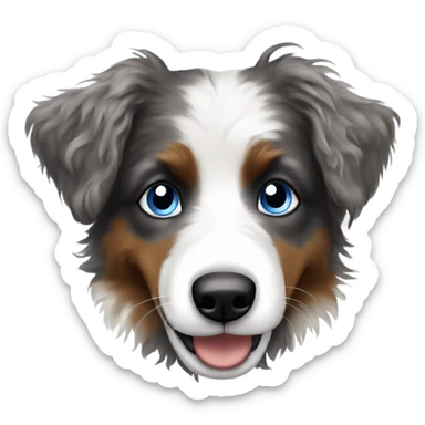 Mini Aussie doodle with one blue eye and one brown eye dancing  sticker