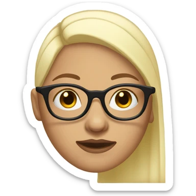 Bald head female head with black frames glasses with right nose peirce sticker