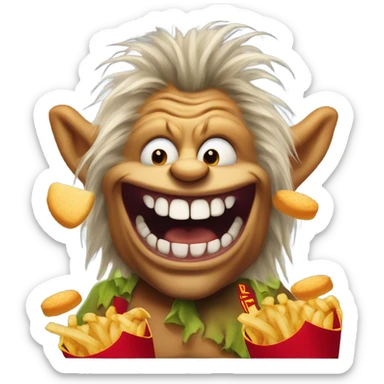 ugly troll eating mcdonald’s sticker