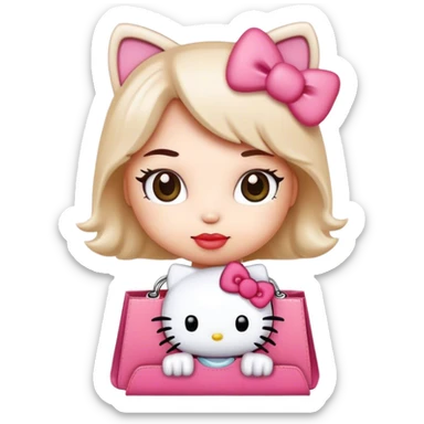 Hello kitty with shopping  sticker