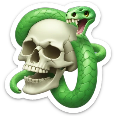 skull with open mouth green snake sticker