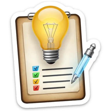 light bulb with a checklist sticker