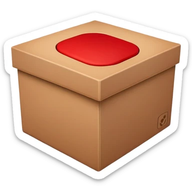 Square box with red sticker