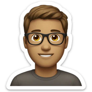 Brown short haired guy whit glasses white skin sticker