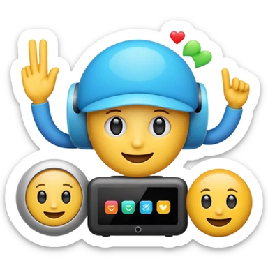 A smart home AI system emoji with a digital assistant and smart home devices, colorful design sticker