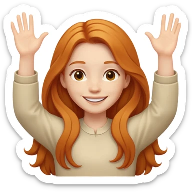 smiling girl with outstretched arms ginger long hair sticker