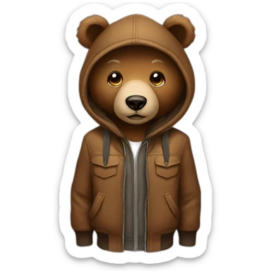 face brown bear dressed in urban fashion sticker