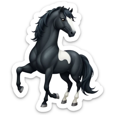 Black horse with white face splotches  sticker