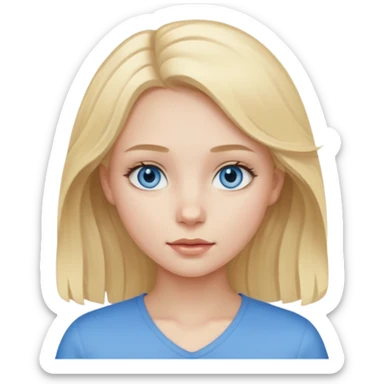 A pale girl with blue eyes and blonde slightly wavy hair sticker