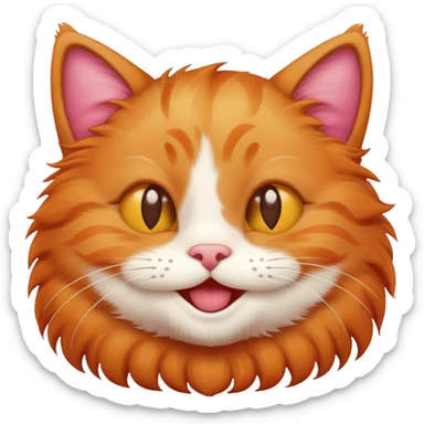 Рыжий котик улыбается с сердечками sticker