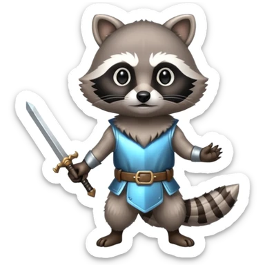 adorable raccoon with a small sword sticker