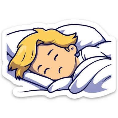 blonde boy sleeping in bed sticker