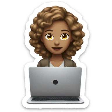 light skin girl with ligh brown hair workn on laptop sticker