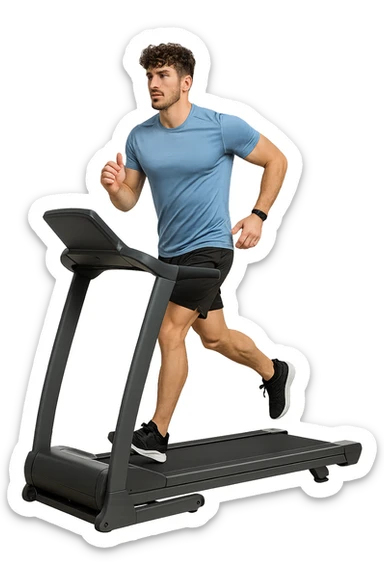 Uomo che sta facendo cardio correndo sul tapis roulant sticker