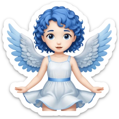 A playful angel girl with short blue curls, fluttering tiny wings 






 sticker
