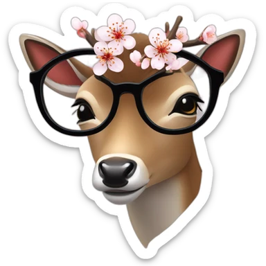 sika deer_eye glasses_plum blossom sticker