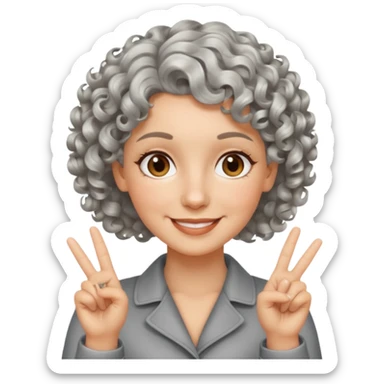 silver, short, wavy-haired with curls, smiling pretty lady, hopeful,  2 fingers up crossed


 sticker