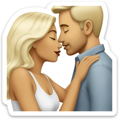 White blonde man kissing latina woman sticker